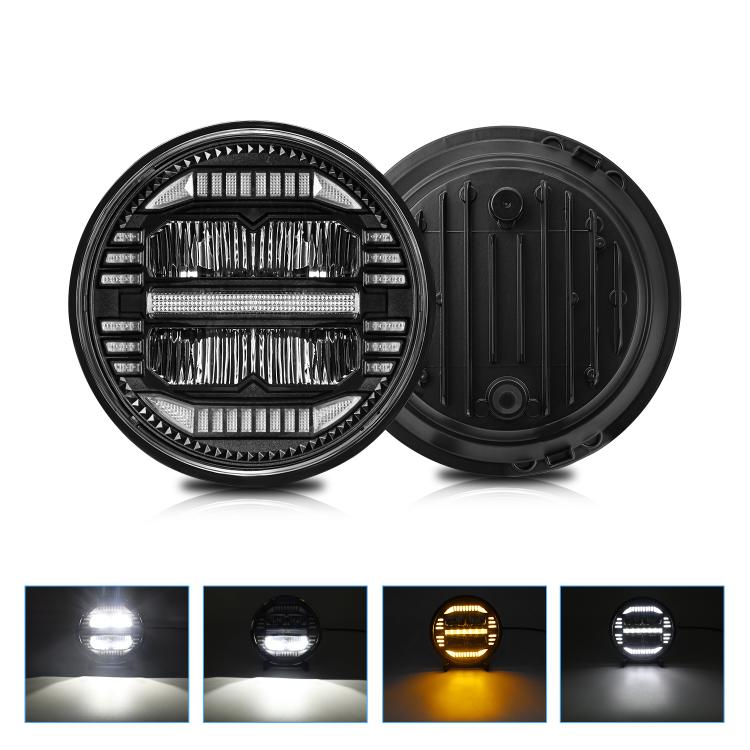 7-inch round LED headlight, front grille with rear housing cover