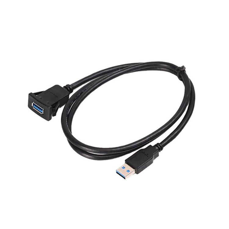 USB extension cable with panel-mount USB-A connector and USB-A plug
