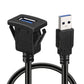 Snap-on panel USB connector adapter with USB-A plug, black cable