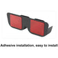Adhesive car glasses case in red, front view with sunglasses inside
