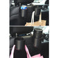 Car seat cup holder attachments, two black cup holders and hook beside console