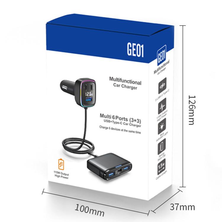GE01 car quick charger kit with multifunction ports, USB Type-C and car charger module