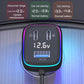 Dual-port car charger with LED ring and digital voltage display, black
