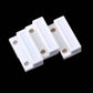 Two-piece white magnetic door sensor contact blocks with screw holes