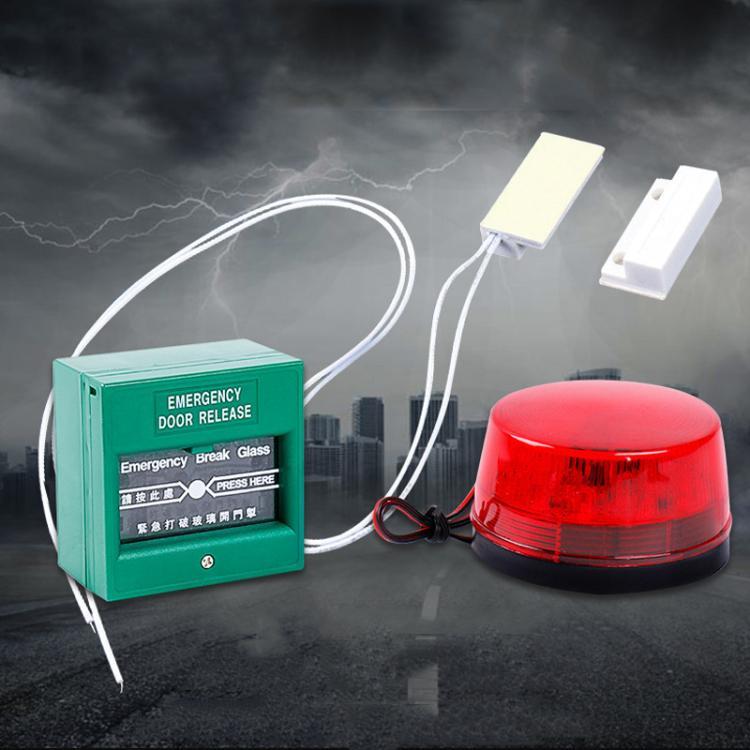 Door magnetic sensor switch kit with emergency box and red warning light