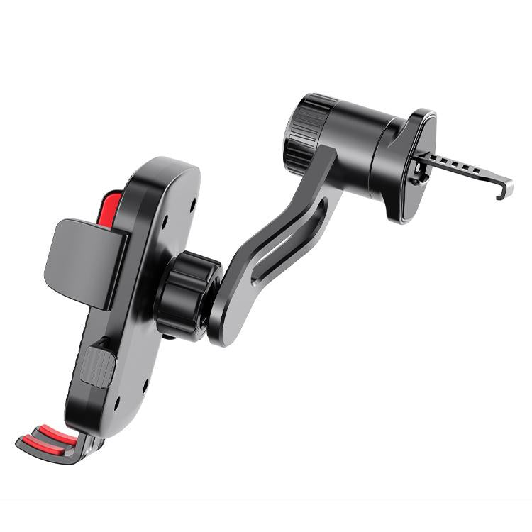 Car phone air vent mount with sturdy base and adjustable arm clamp, black/gray
