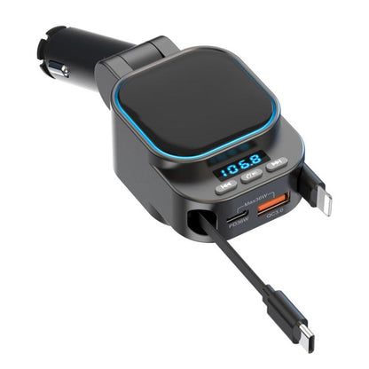 Dual retractable car charger with Bluetooth MP3 player, LED display, USB ports