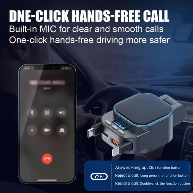 Car Bluetooth MP3 charger with built-in microphone for hands-free calls