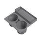 Gray silicone dual cup holder and side storage tray insert for car armrest area