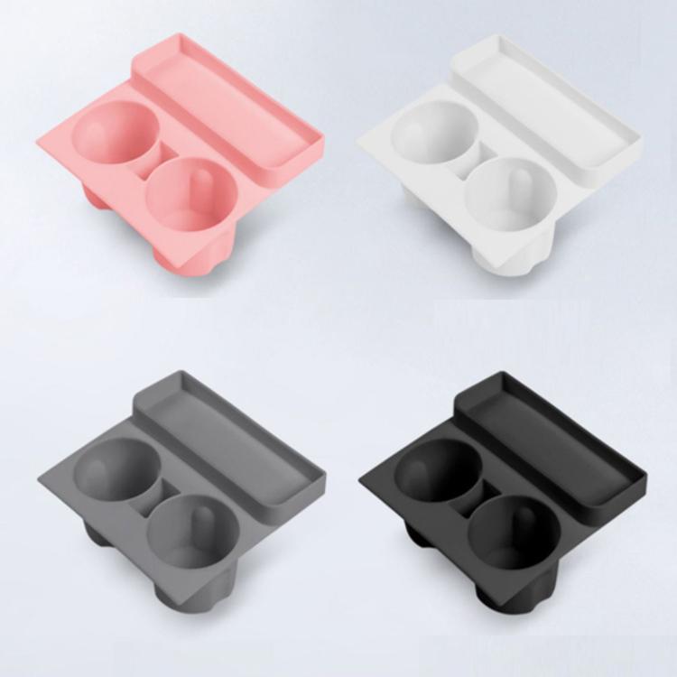 Silicone cup holder inserts set: pink, white, gray, and black dual cup holder tray