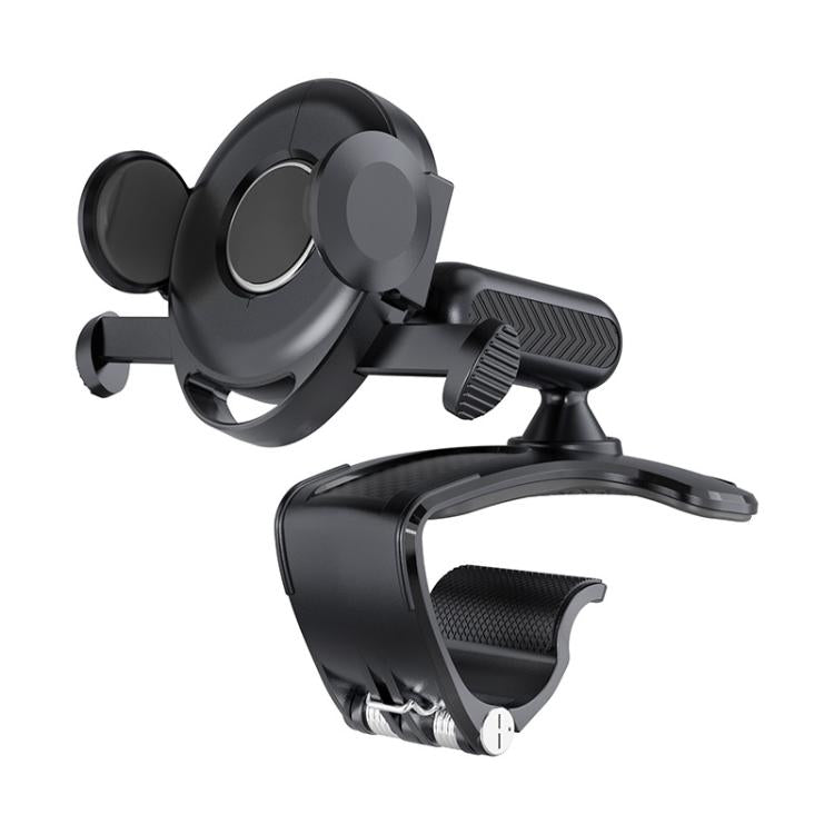 Car dashboard phone mount holder with clamp and adjustable swivel base