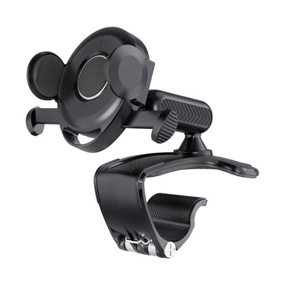 Car dashboard phone mount holder with clamp and adjustable swivel base