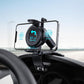 Car dashboard phone mount holding a smartphone on a flexible swivel arm