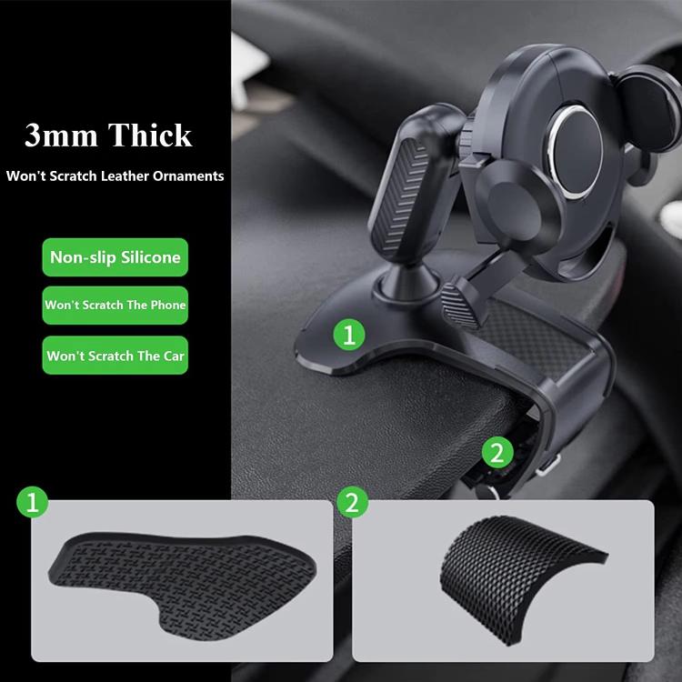 Car phone mount with thick anti-scratch pads and non-slip silicone grips