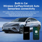 Black wireless CarPlay/Android Auto adapter with green status light