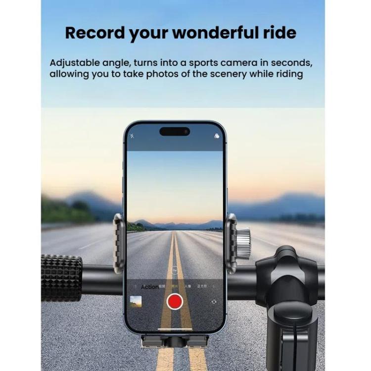 Black phone holder mount with adjustable arm and smartphone cradle