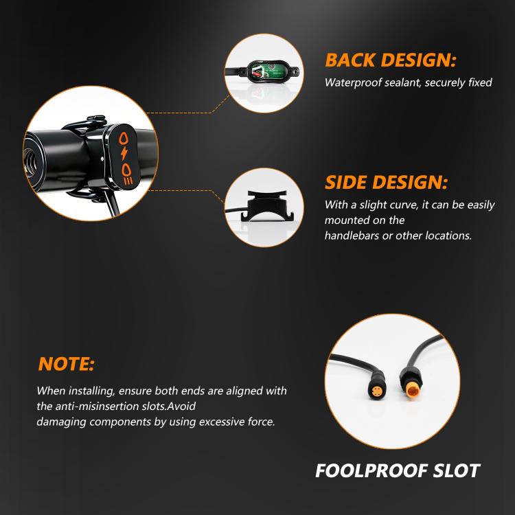 Pair of black motorcycle demon eye spotlights with orange indicator connectors