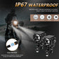 LED waterproof motorcycle spotlight kit with amber headlamp glow and wiring