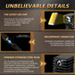 Waterproof LED motorcycle spotlight details graphic showing connector and stainless plug
