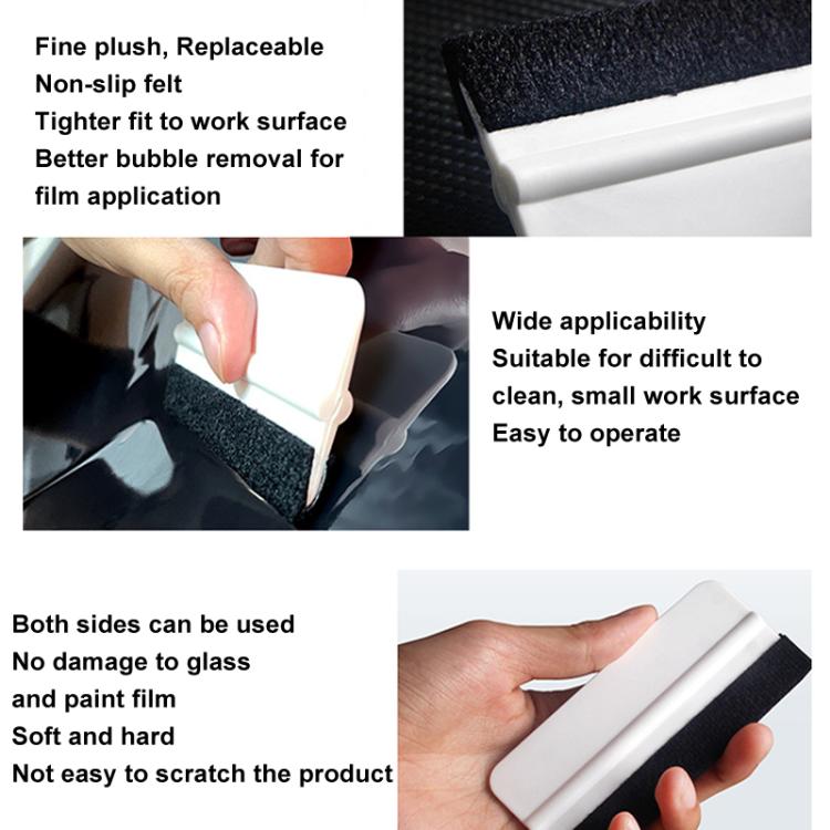 Car film anti-scratch scraper with replaceable non-slip felt pad for cleaning