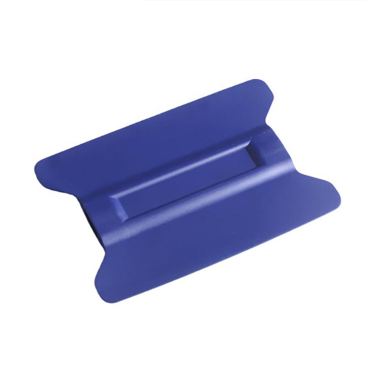 Blue plastic winged car film scraper tool with magnetic backing