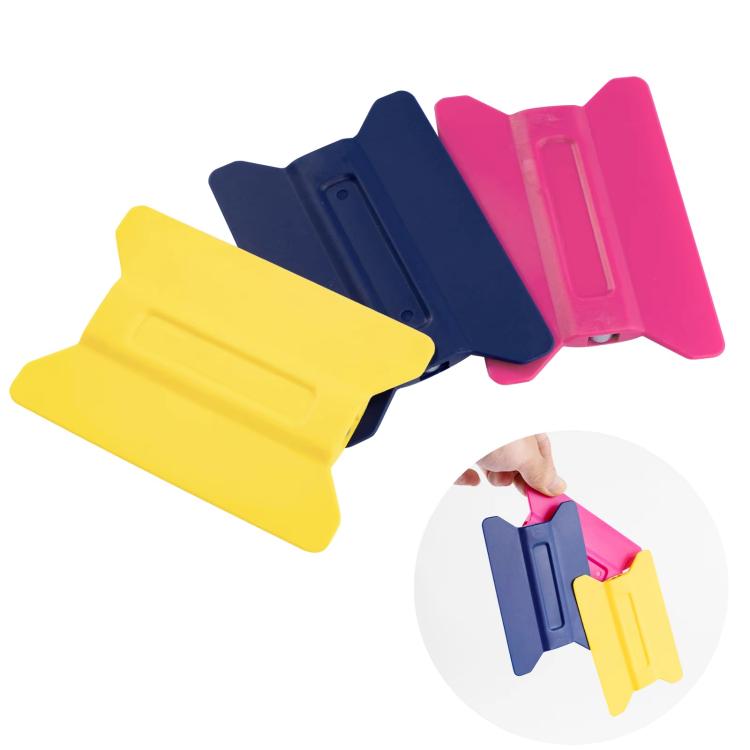 Three-color plastic winged car film scraper set with magnetic backing