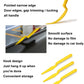 Yellow plastic car film scraper set with pointed narrow edge and hook for storage
