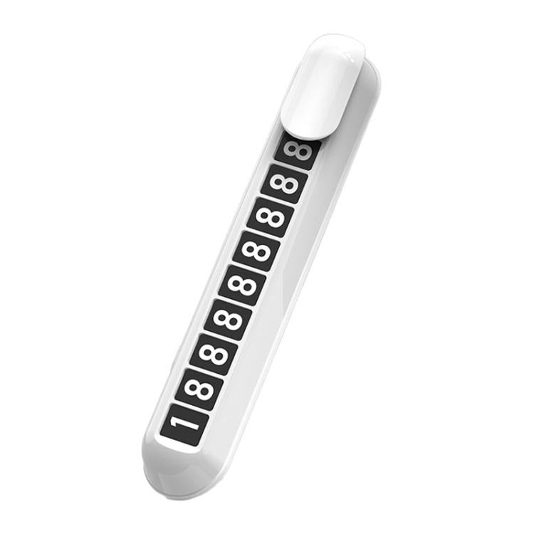 Car temporary parking number plate, white housing with illuminated digit window