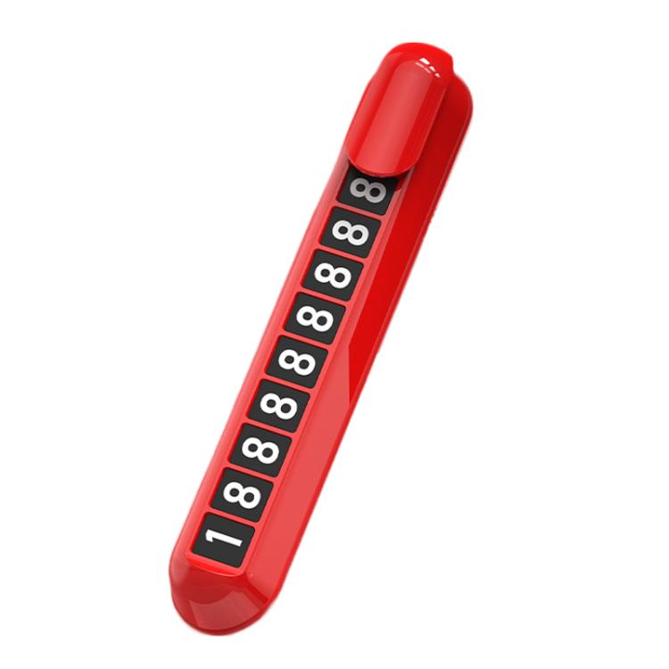 Car temporary parking number plate, red housing with illuminated digit window