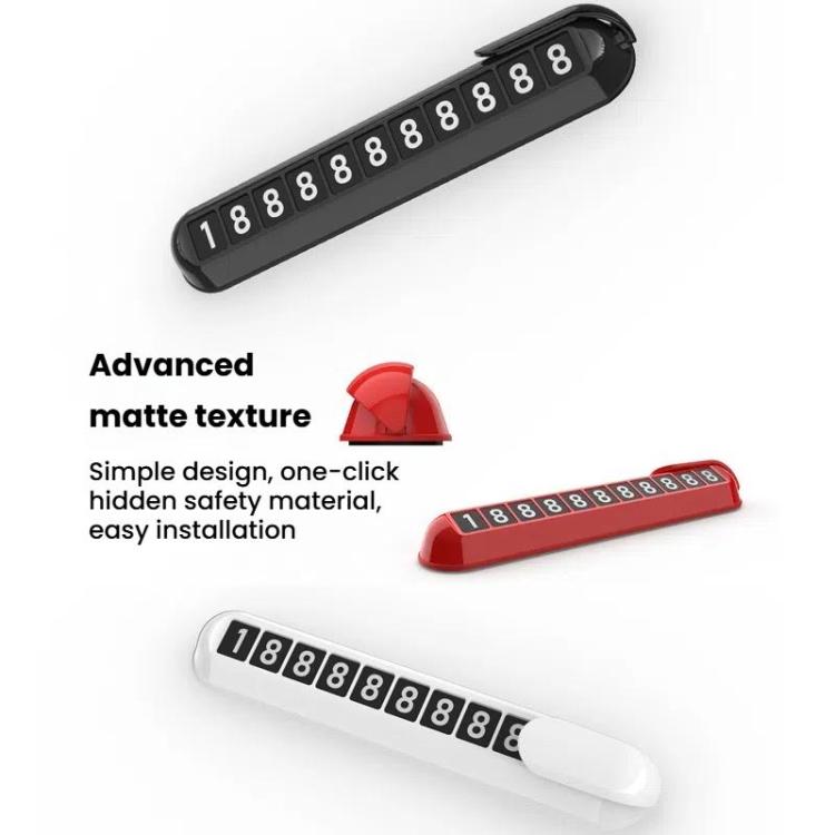 Car temporary parking number plate set: black, red, and white housings with digits