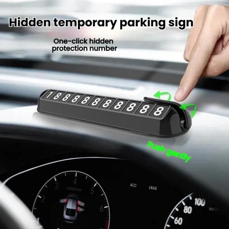 Car temporary parking number plate, black housing with digit window and push mount