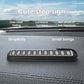 Car temporary parking number plate on dashboard surface, black housing with digits