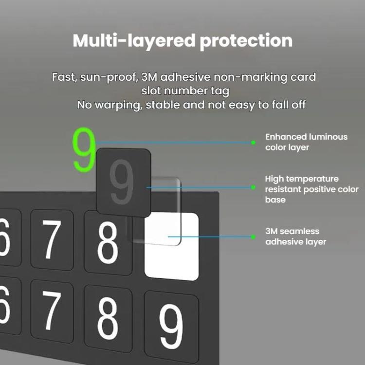 Black luminous parking number phone plate with multi-layer adhesive number tiles