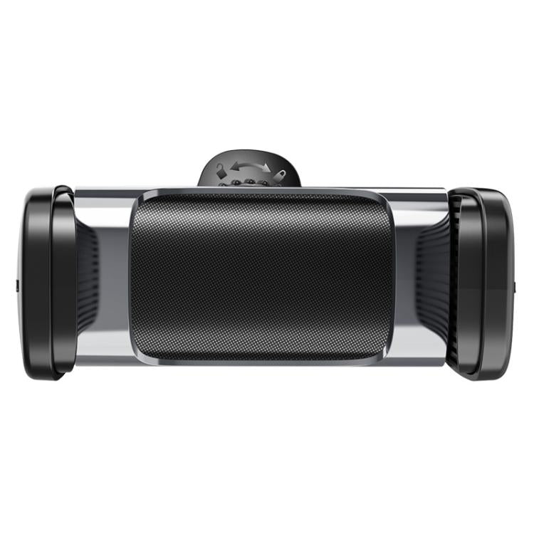 Car air vent phone holder, front view with cylindrical mesh center and side grips