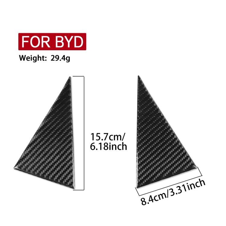 Pair of black carbon-fiber triangle door stickers, sized for car door corner