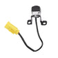 Rear view backup assist camera with mounting brackets, black sensor box, yellow plug and wires