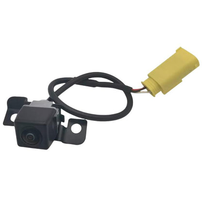 Reversing assist backup camera with black mounting bracket and wiring harness