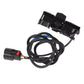 Rear view assist camera and wiring harness with black connectors and braided cables