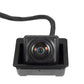 Square rear view camera module with round lens in black housing