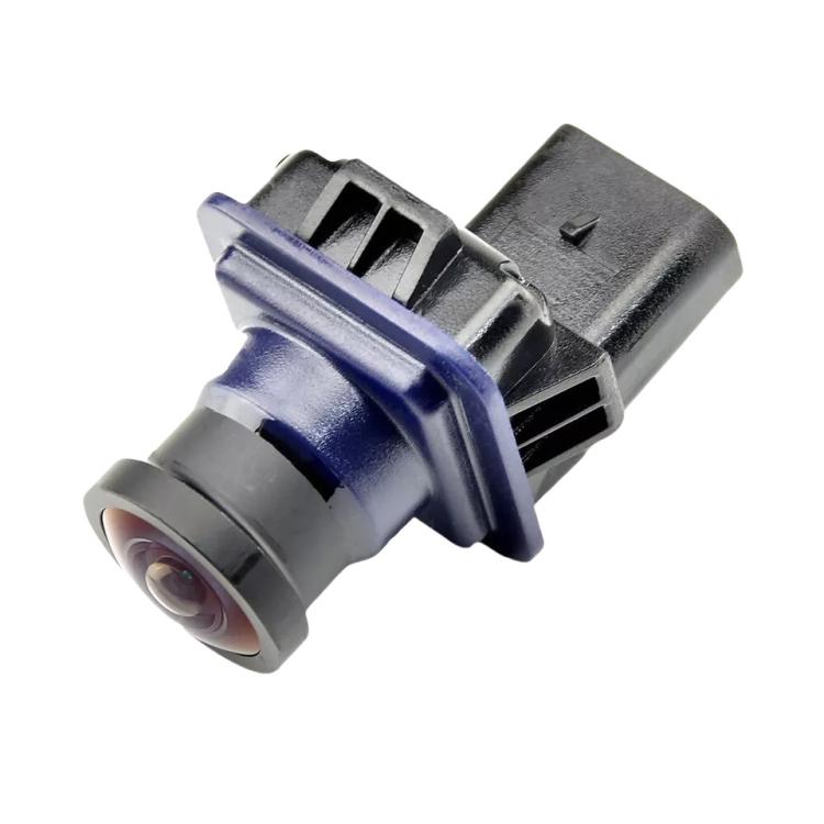 Reversing assist camera close-up with round lens and blue inner ring