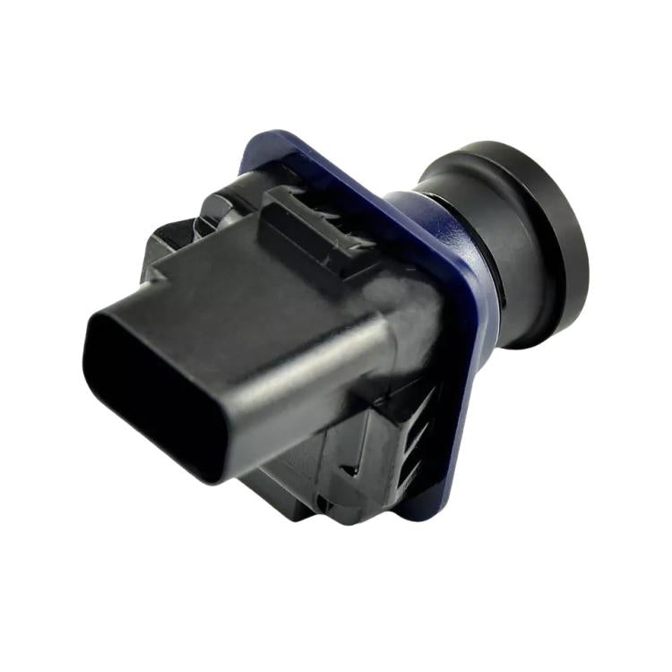 Reversing assist camera side view with black connector plug and blue housing ring