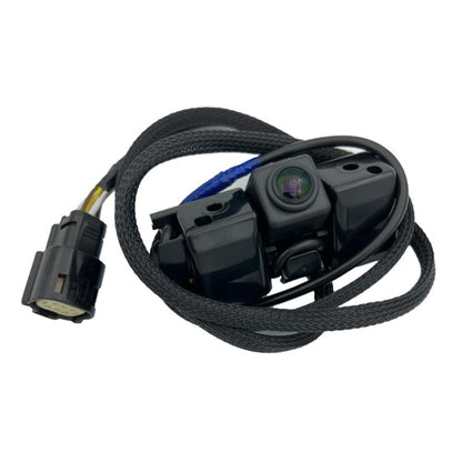 Rear view backup camera with wiring harness and connector plug