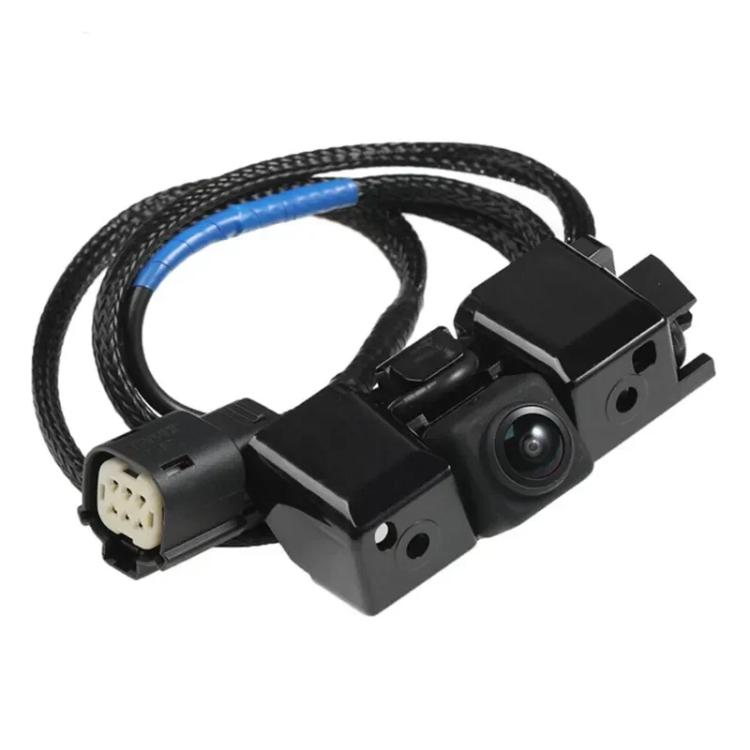 Rear view camera module with lens, bracket, and wiring connectors