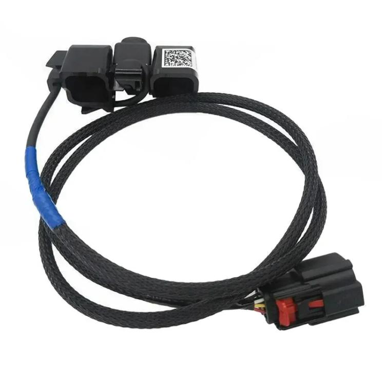Backup camera wiring harness with connectors and protective plugs
