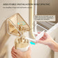 Wall-mounted shower gel holder set (2-pack) with beige frame and white ribbed tray for bottles
