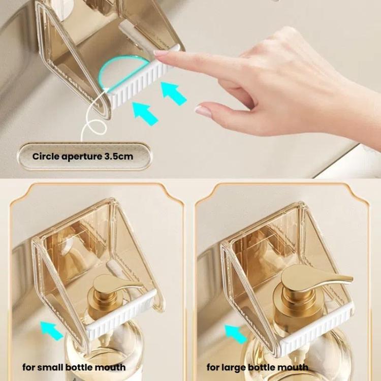 Wall-mounted shower gel holder set (2-pack) with adjustable opening for small and large bottles