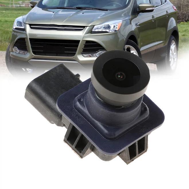 Rearview backup camera module, black lens, blue housing and mounting clip