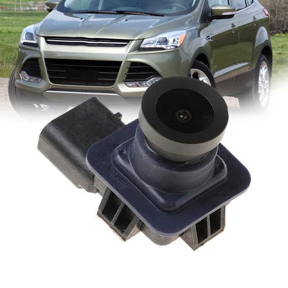 Rearview backup camera module, black lens, blue housing and mounting clip