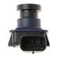 Rearview camera rear view with connector ports and raised black housing