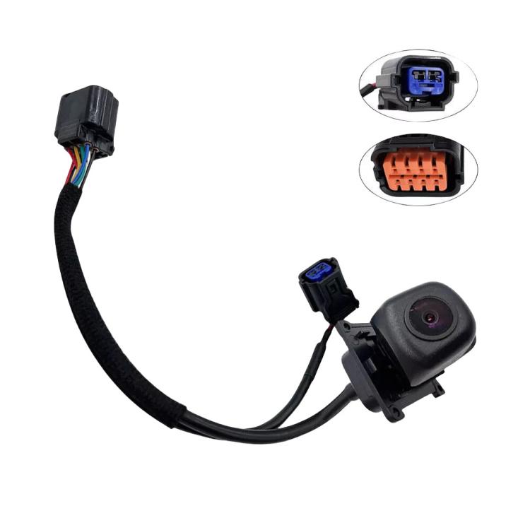 Rear view reversing camera module with attached cable and connectors